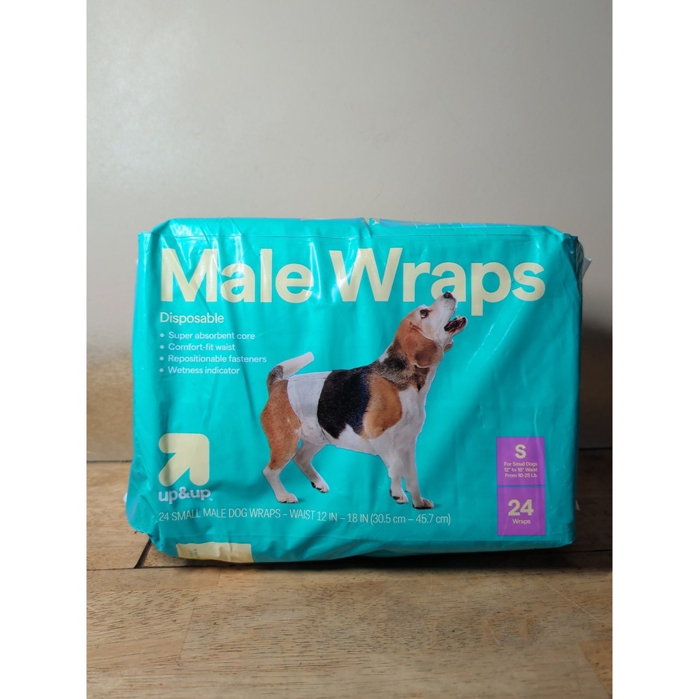 Disposable Male Dog Wraps Small 24 Count Stretchy Waistband Dog Diapers by up&up